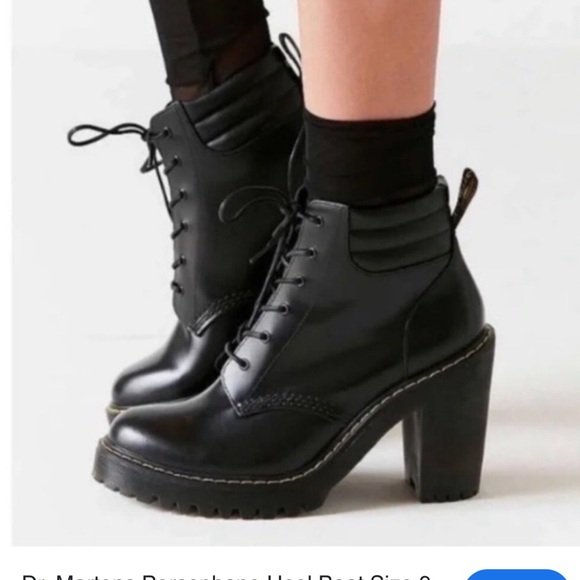 Dr. Martens Persephone Black Leather Platform High Heel Boots size 8 - Picture 2 of 11